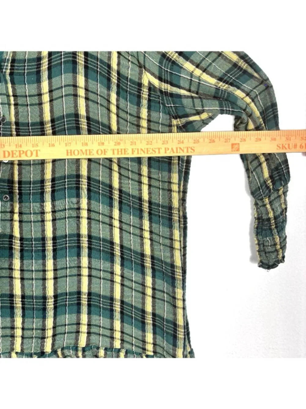 Free People XS Alexa Green Blue Plaid Tunic Mini Dress Camisole Boho Long Sleeve